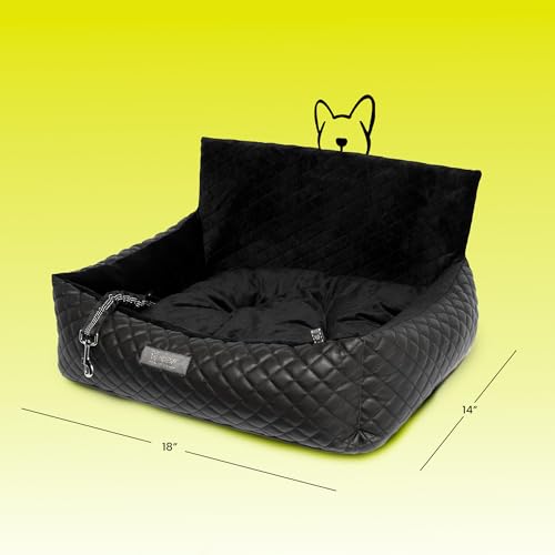 Nandog Pet Gear Luxury Quilted Dog Car Seat Bed w/Removable & Washable Pad Insert & Thick Car Seatbelt Straps