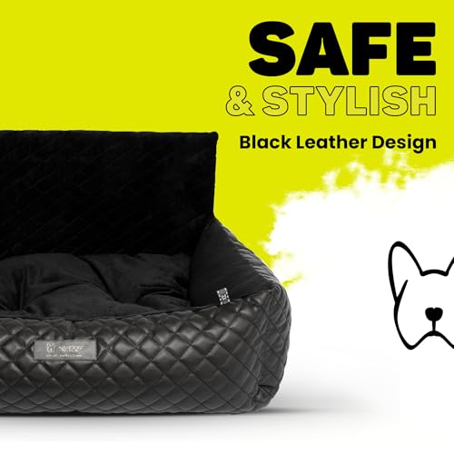 Nandog Pet Gear Luxury Quilted Dog Car Seat Bed w/Removable & Washable Pad Insert & Thick Car Seatbelt Straps