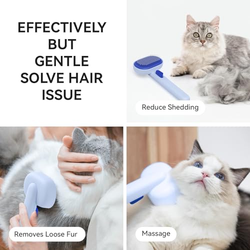 Aumuca Cat Brush for Shedding, Cat Brushes for Indoor Cats, Cat Brush for Long or Short Haired Cats, Cat Hair Brush Cat Grooming Deshedding Brush for Dog Kitten Rabbit Removes Loose Fur