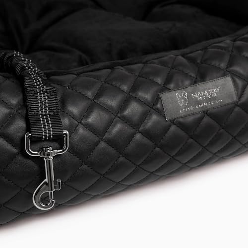Nandog Pet Gear Luxury Quilted Dog Car Seat Bed w/Removable & Washable Pad Insert & Thick Car Seatbelt Straps