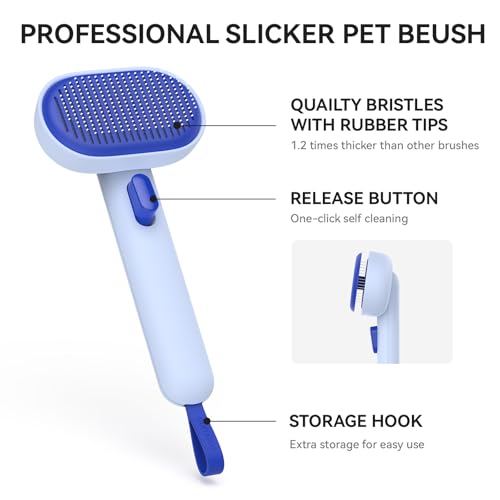 Aumuca Cat Brush for Shedding, Cat Brushes for Indoor Cats, Cat Brush for Long or Short Haired Cats, Cat Hair Brush Cat Grooming Deshedding Brush for Dog Kitten Rabbit Removes Loose Fur