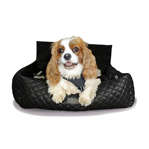 Nandog Pet Gear Luxury Quilted Dog Car Seat Bed w/Removable & Washable Pad Insert & Thick Car Seatbelt Straps