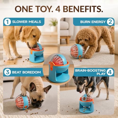 Hanyi 2-in-1 Dog Puzzle Toy, Adjustable Treat Dispenser with Suction Base