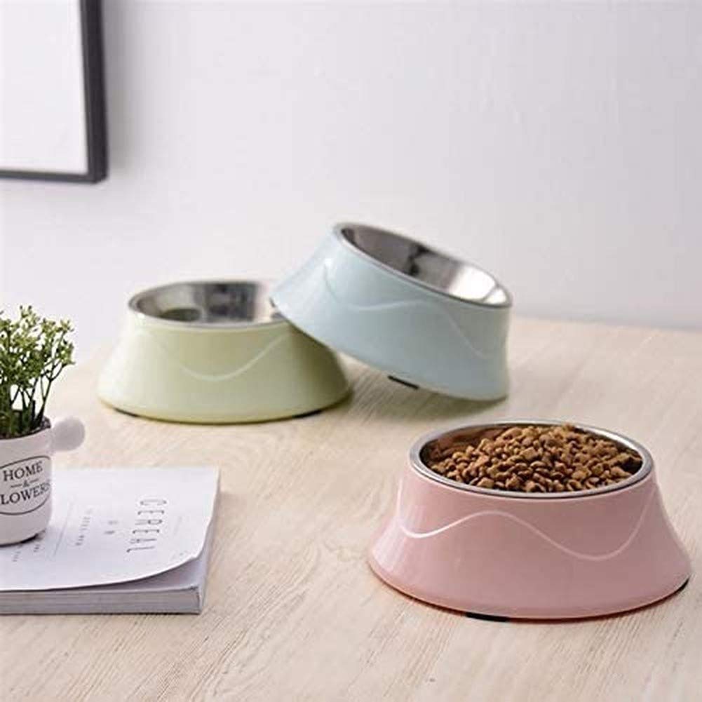 1PACK Pet Feeding Dishes Non-Slip Base Stainless Steel Color Spray Paint Pet Dog Bowls Puppy Cat Food Drink Water Feeder Pet Supplies (Green)