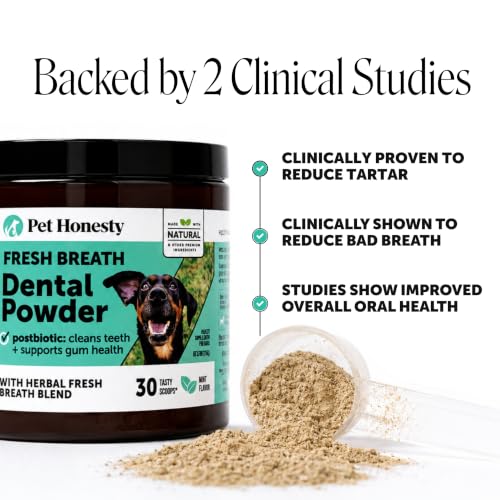 Dog Breath Freshener Dental Powder for Teeth Cleaning Plaque Off, Dental Care for Dogs, Tartar Remover for Teeth with Natural Herbal Blend + Postbiotcs