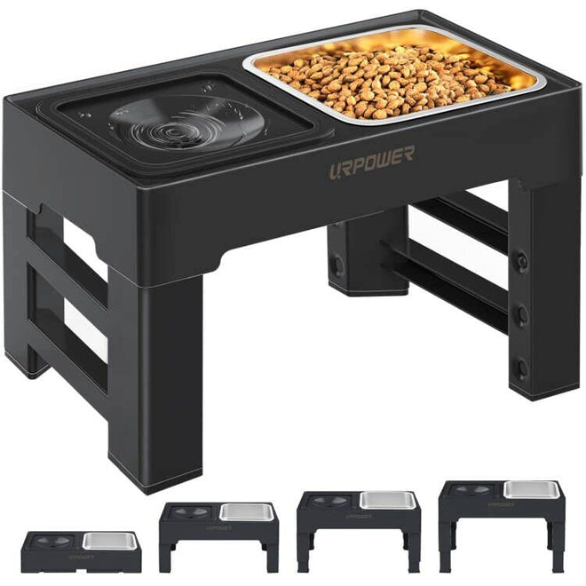 URPOWER 2-in-1 Elevated Slow Feeder & No-Spill Water Bowl