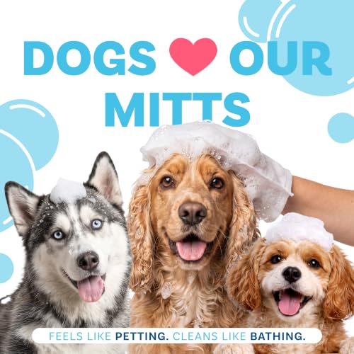 Scrubby Pet No Rinse Pet Wipes, Rinse Free Shampoo Mittens for Dogs and Cats, Bath Wipes for Bathing and Washing Pets, Hypoallergenic No Rinse Wash Mitt for Grooming, Lather Wipe Dry