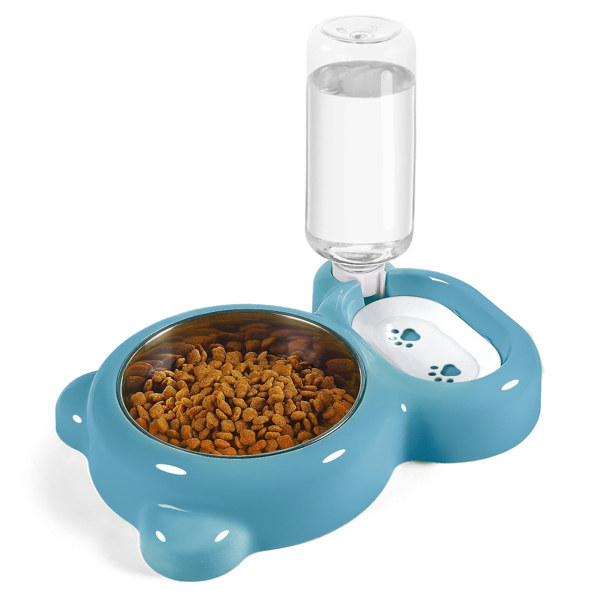 Azwraith Dog Bowls, Cat Food and Water Bowl Set with Water Dispenser and Stainless Steel Bowl for Cats and Small Dogs