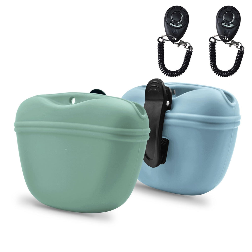 AUDWUD Silicone Dog Treat Pouch with Clicker Magnetic Closure Secure Clip