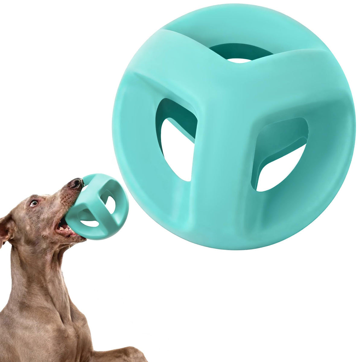Fida Natural Rubber Dog Balls for Aggressive Chewers, Durable Dog Chew Toys for Large Dogs, Interactive Fetch & Tug of War Toys for Medium Large Breed Non-Toxic Dish Washable,4.5 * 4.5"