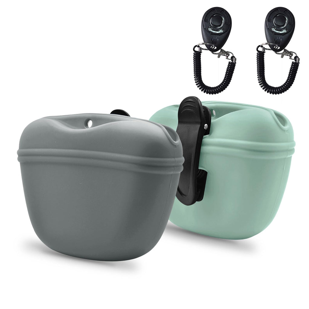 AUDWUD Silicone Dog Treat Pouch with Clicker Magnetic Closure Secure Clip