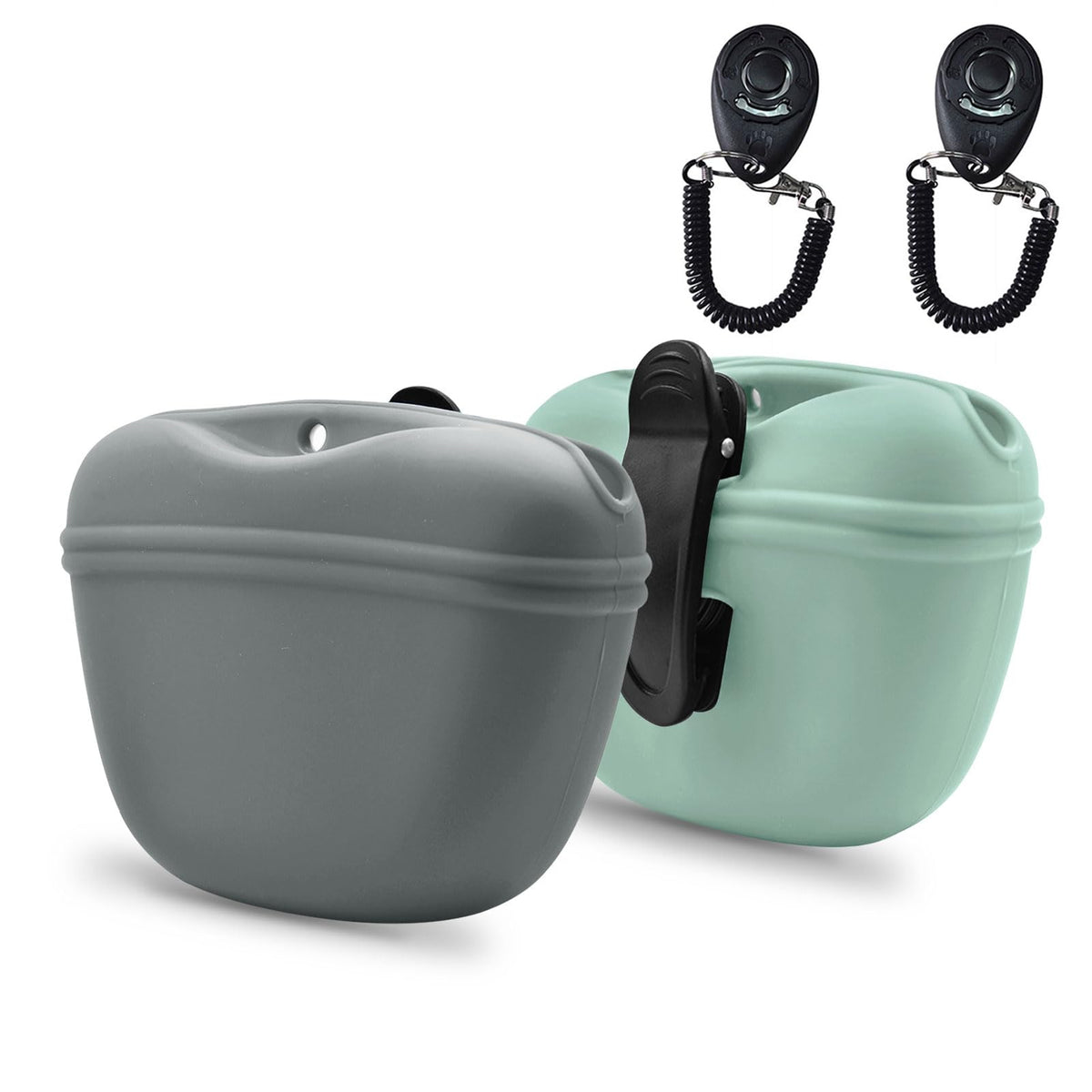 AUDWUD Silicone Dog Treat Pouch with Clicker Magnetic Closure Secure Clip