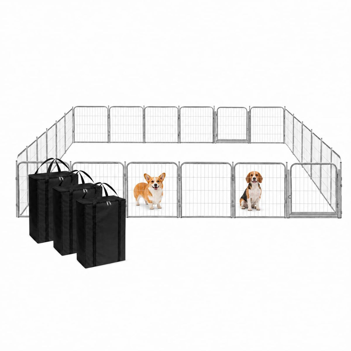 Kozy Kennels Dog Playpen w/Carrying Case for Indoor or Outdoor Use – 24 Inch, 8 Black Panels - Portable Metal Exercise Pen for Small Dogs & Puppies - Pet Fence Kennel Crate for House, RV, or Travel