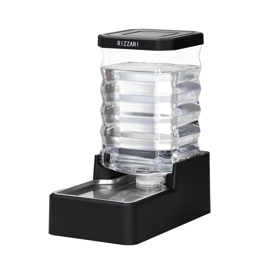 RIZZARI Stainless Steel Pet Water Feeder: Automatic Leak-Proof Gravity Dispenser for Cats Dogs Indoor Outdoor Use