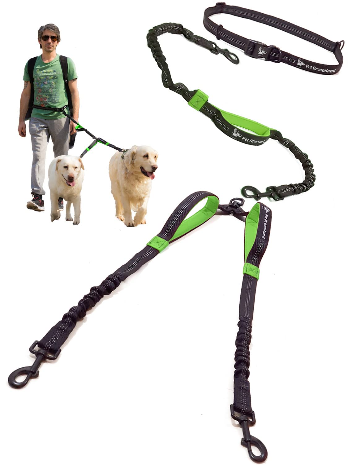 Pet Dreamland Exquisite Double Dog Leash Coupler for Two Large Dogs No Tangle. Comfortable Dual Dog Attachment for Walking Two Dogs. You Will Absolutely Love the Amazing Tangle-Free Swivel