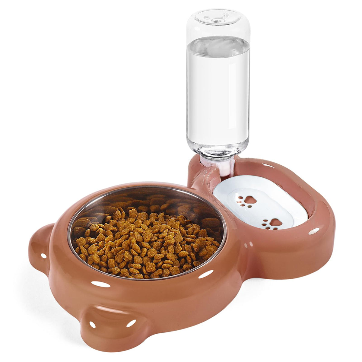 Azwraith Dog Bowls, Cat Food and Water Bowl Set with Water Dispenser and Stainless Steel Bowl for Cats and Small Dogs