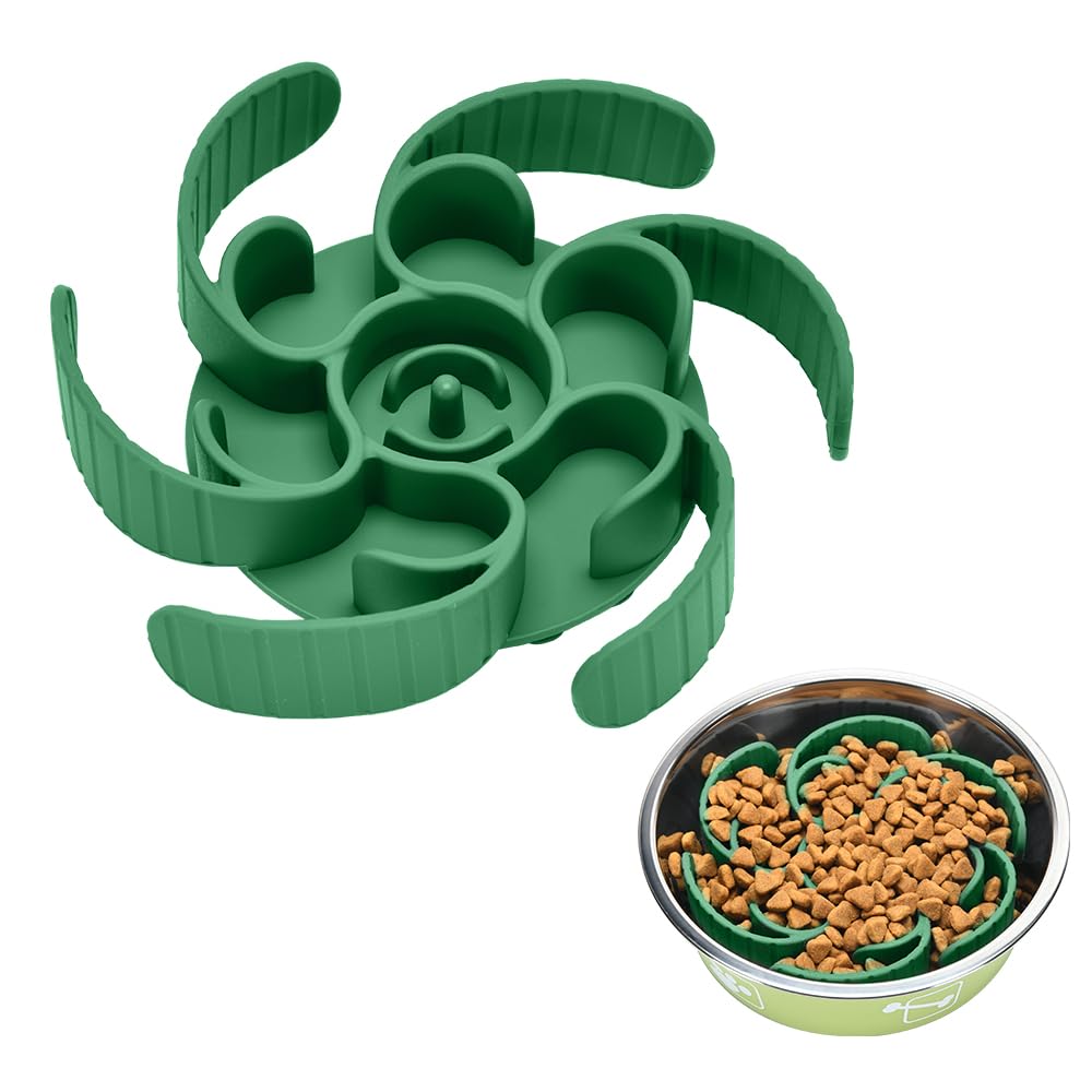 Slow Feeder Dog Bowls Insert,Third Generation upgradedSuper Firm Eating Bowl（Cuttable） for Large Breed and Medium Small Size Compatible with Regular Elevated Metal Glass Dog Bowl