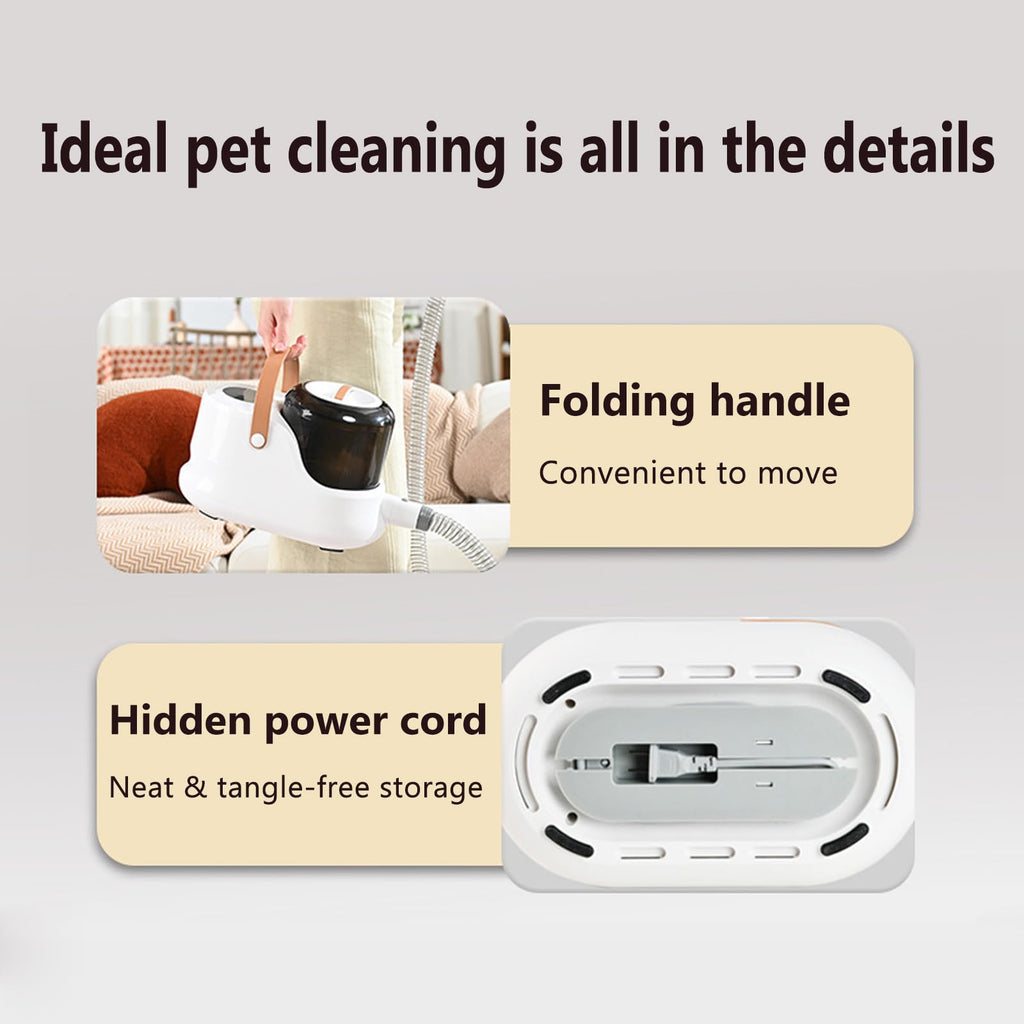 PJDDP Cat Dog Vacuum Brush for Shedding Grooming, Dog Hair Vacuum Groomer Suction 99% Pet Hair, Dog Grooming Kit with 6 Pet Hair Remover Tools for Shedding Dogs Cats Pet Hair at Home,Brown