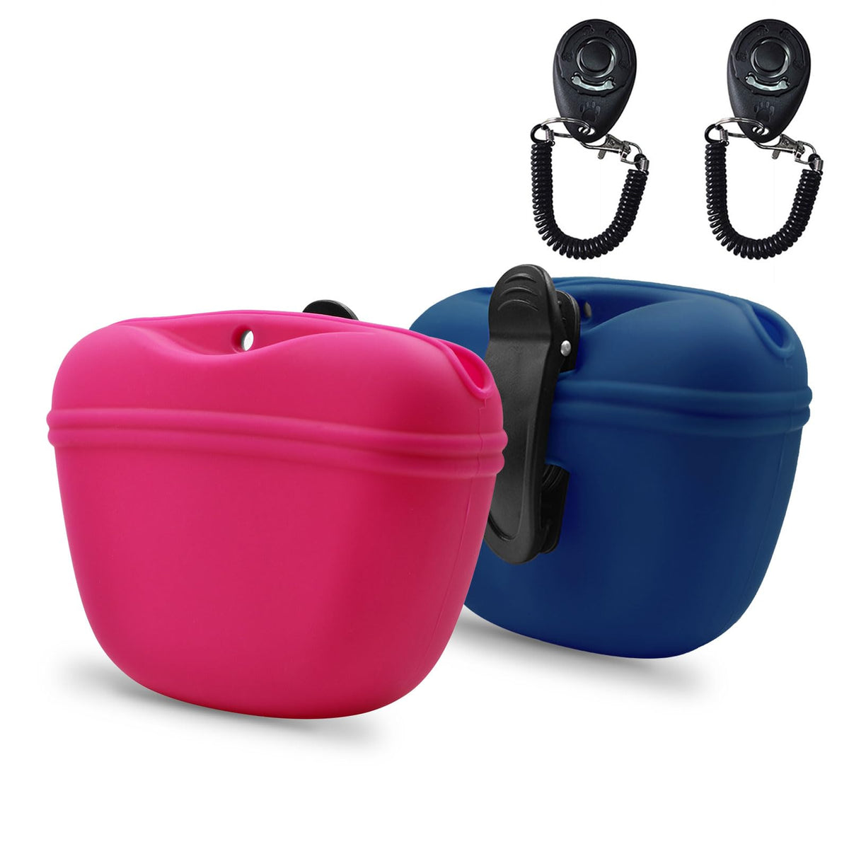AUDWUD Silicone Dog Treat Pouch with Clicker Magnetic Closure Secure Clip