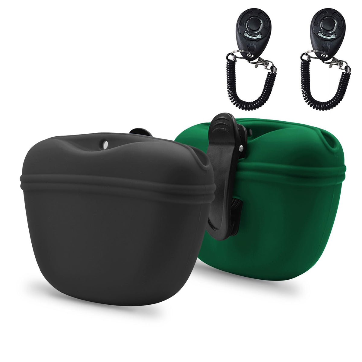 AUDWUD Silicone Dog Treat Pouch with Clicker Magnetic Closure Secure Clip