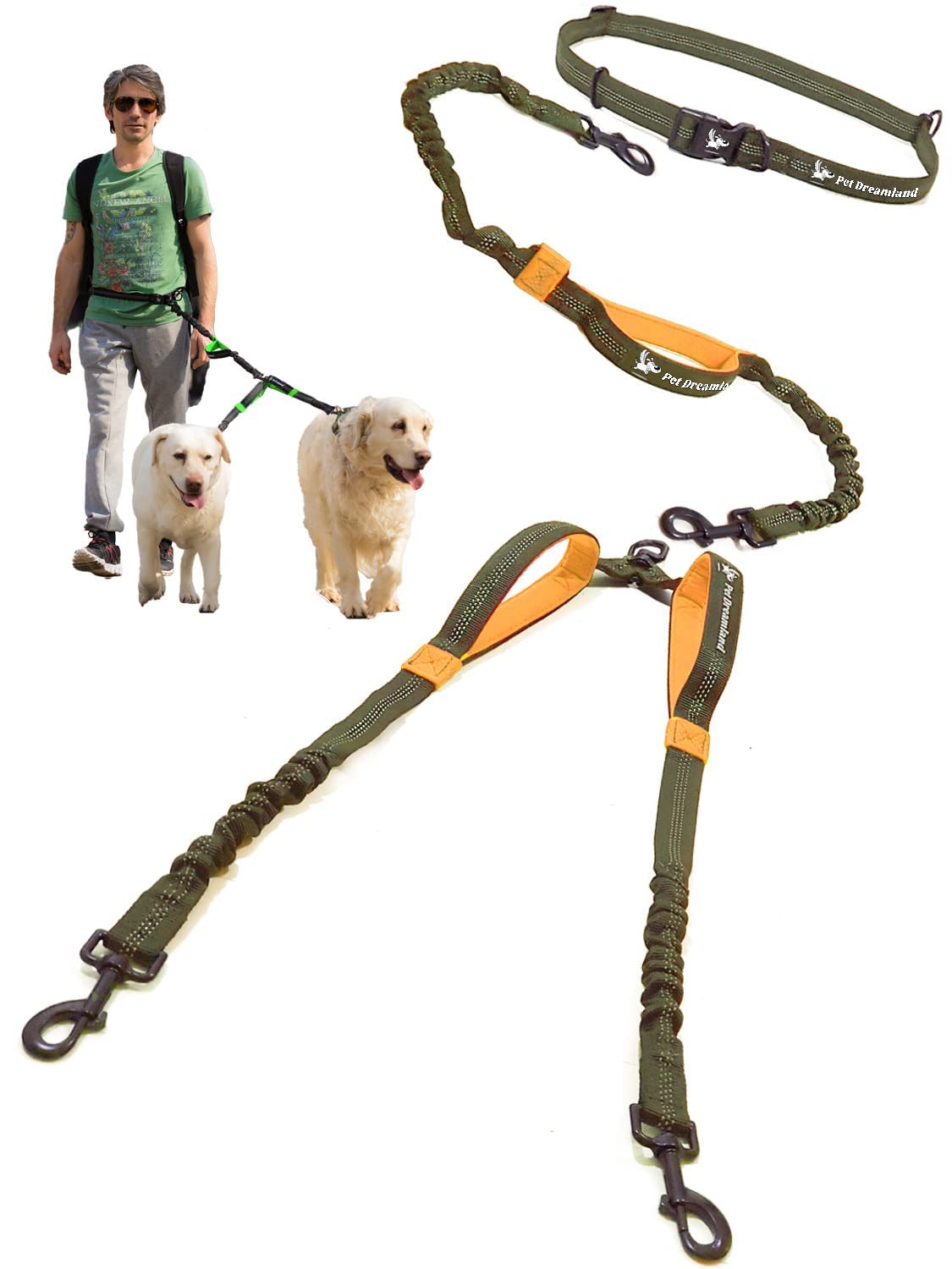 Pet Dreamland Exquisite Double Dog Leash Coupler for Two Large Dogs No Tangle. Comfortable Dual Dog Attachment for Walking Two Dogs. You Will Absolutely Love the Amazing Tangle-Free Swivel