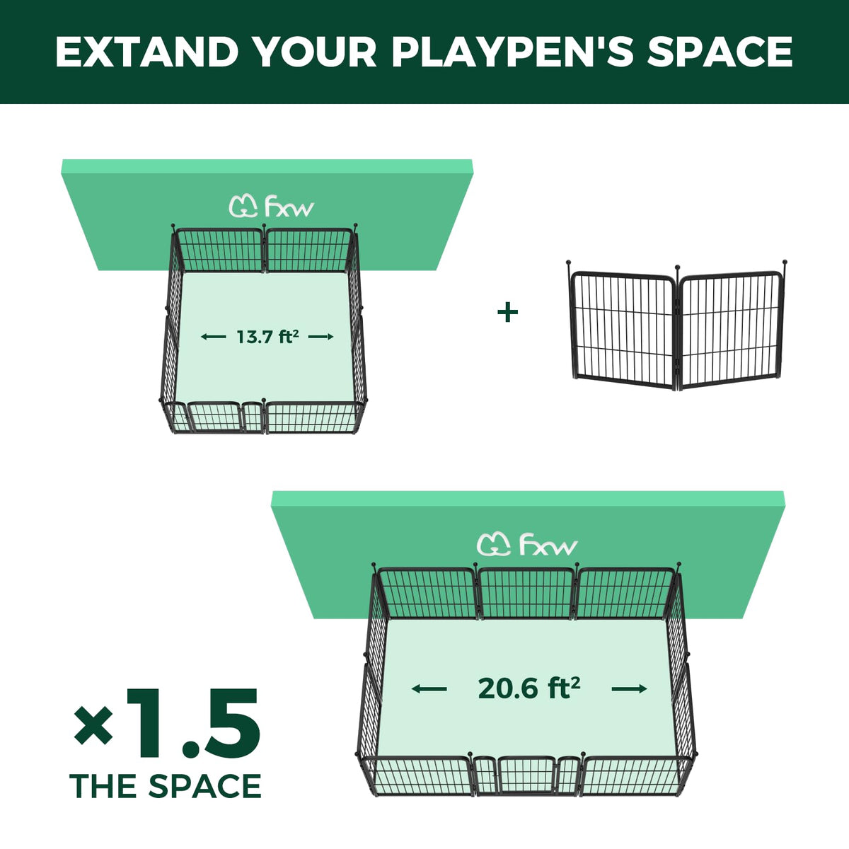 FXW Rollick Dog Playpen for Indoor, Yard & RV Camping