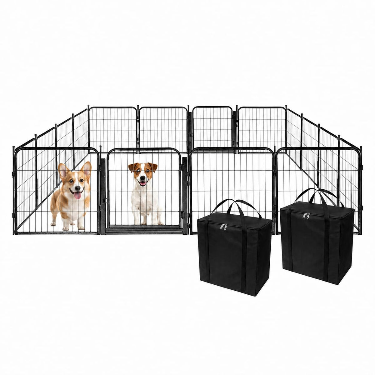 Kozy Kennels Dog Playpen w/Carrying Case for Indoor or Outdoor Use – 24 Inch, 8 Black Panels - Portable Metal Exercise Pen for Small Dogs & Puppies - Pet Fence Kennel Crate for House, RV, or Travel
