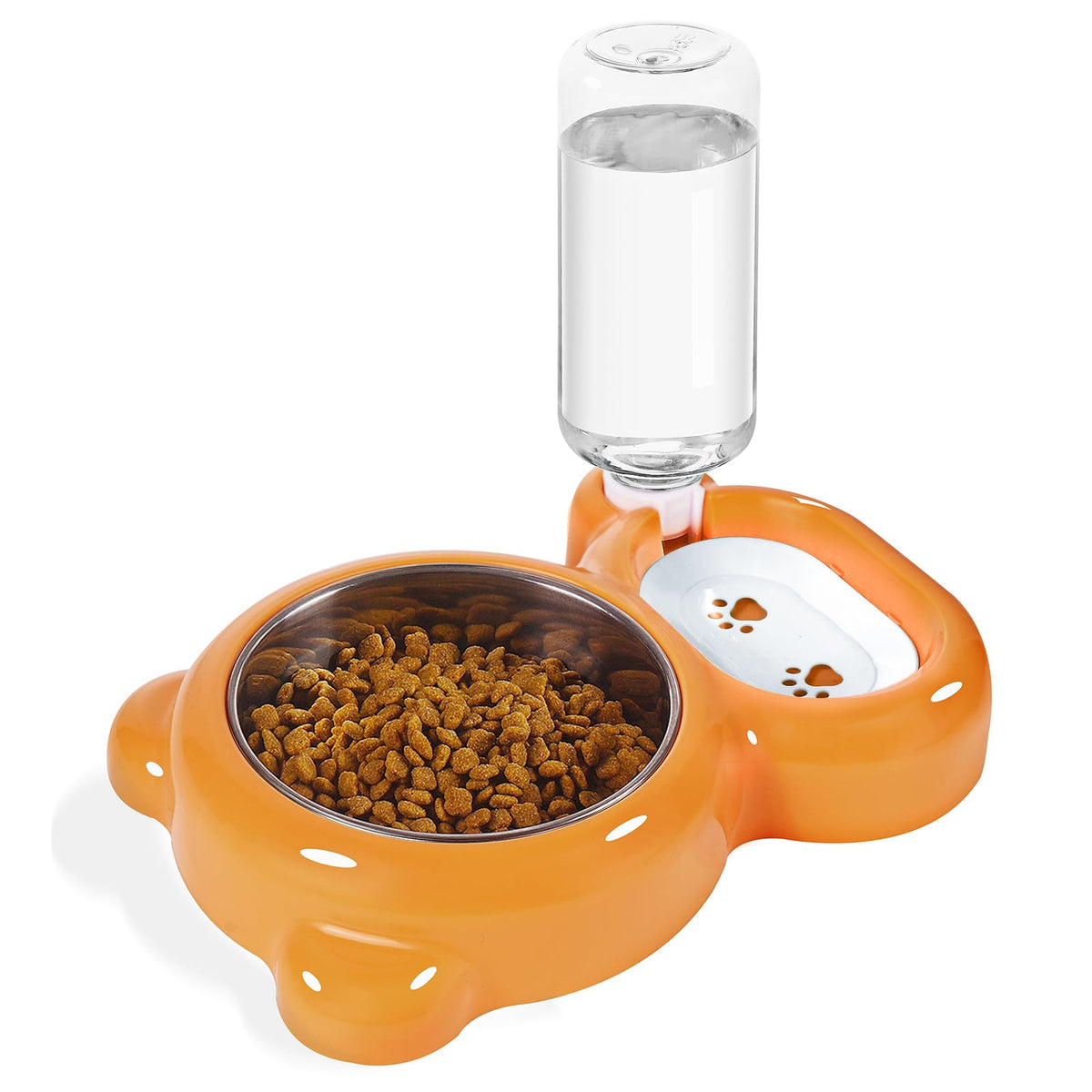 Azwraith Dog Bowls, Cat Food and Water Bowl Set with Water Dispenser and Stainless Steel Bowl for Cats and Small Dogs