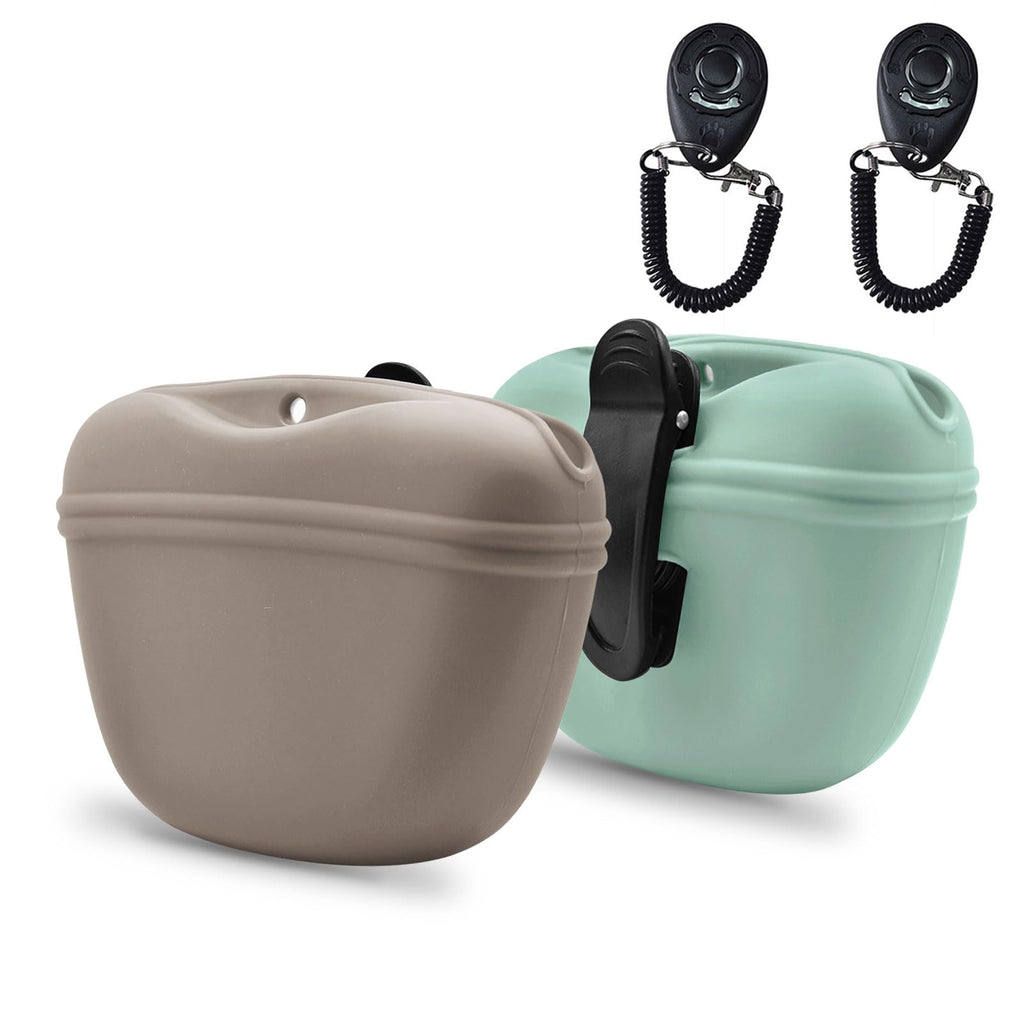 AUDWUD Silicone Dog Treat Pouch with Clicker Magnetic Closure Secure Clip