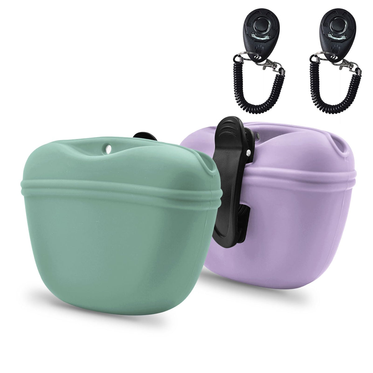 AUDWUD Silicone Dog Treat Pouch with Clicker Magnetic Closure Secure Clip
