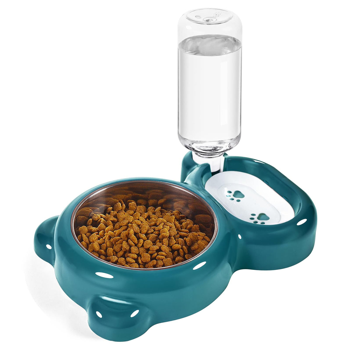 Azwraith Dog Bowls, Cat Food and Water Bowl Set with Water Dispenser and Stainless Steel Bowl for Cats and Small Dogs