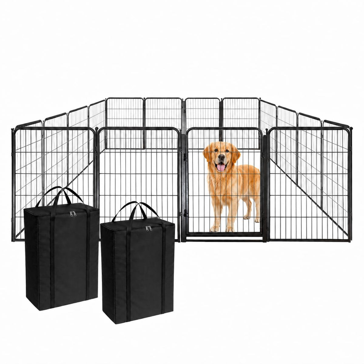 Kozy Kennels Dog Playpen w/Carrying Case for Indoor or Outdoor Use – 24 Inch, 8 Black Panels - Portable Metal Exercise Pen for Small Dogs & Puppies - Pet Fence Kennel Crate for House, RV, or Travel