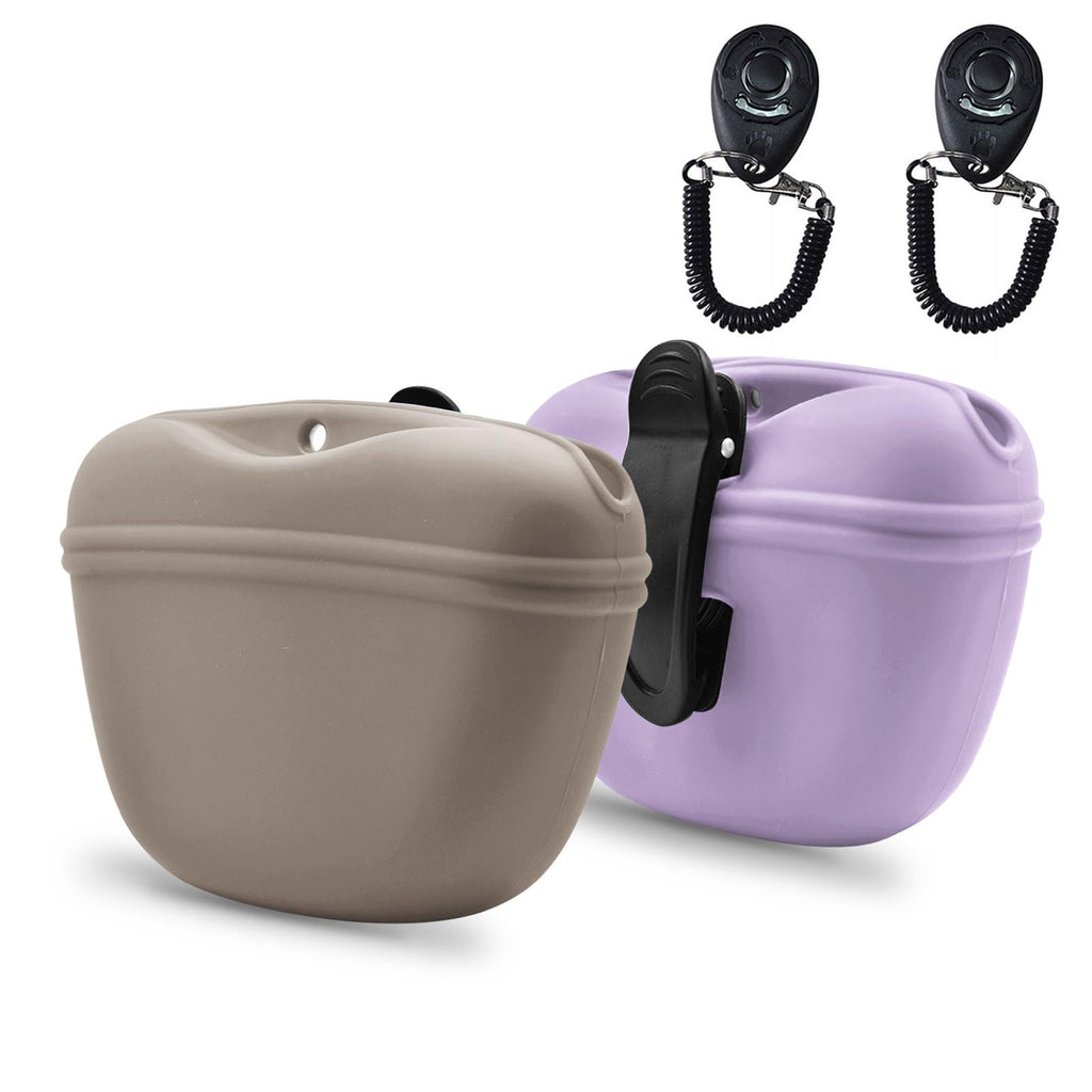 AUDWUD Silicone Dog Treat Pouch with Clicker Magnetic Closure Secure Clip