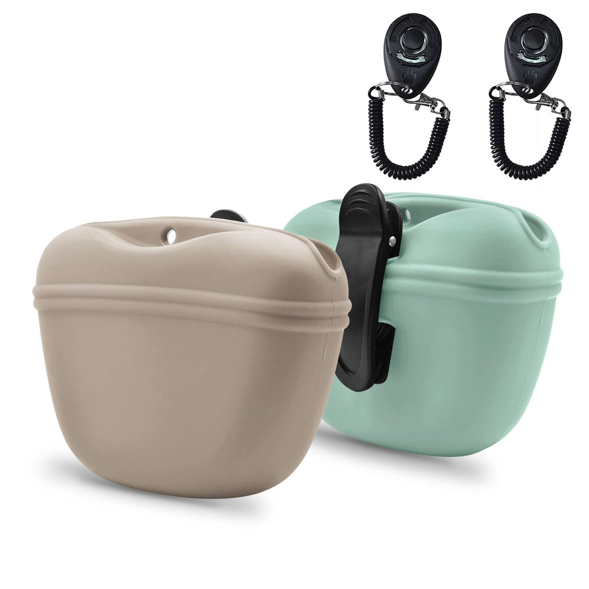 AUDWUD Silicone Dog Treat Pouch with Clicker Magnetic Closure Secure Clip