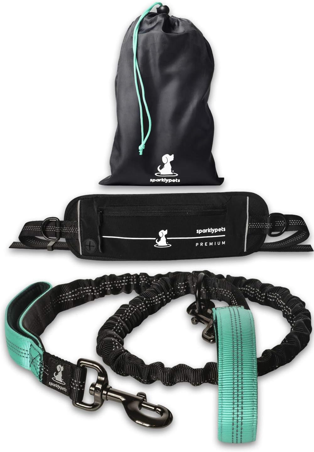 SparklyPets - Dog Leash - Professional Harness with Reflective Stitches for Training, Walking, Jogging and Running Your Pet