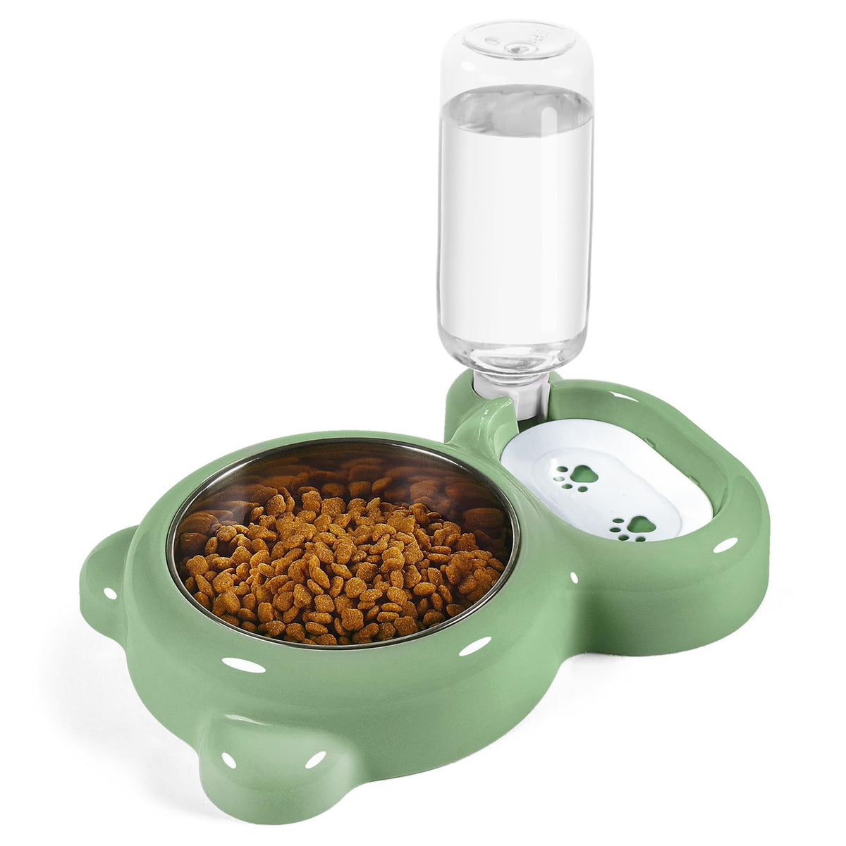 Azwraith Dog Bowls, Cat Food and Water Bowl Set with Water Dispenser and Stainless Steel Bowl for Cats and Small Dogs