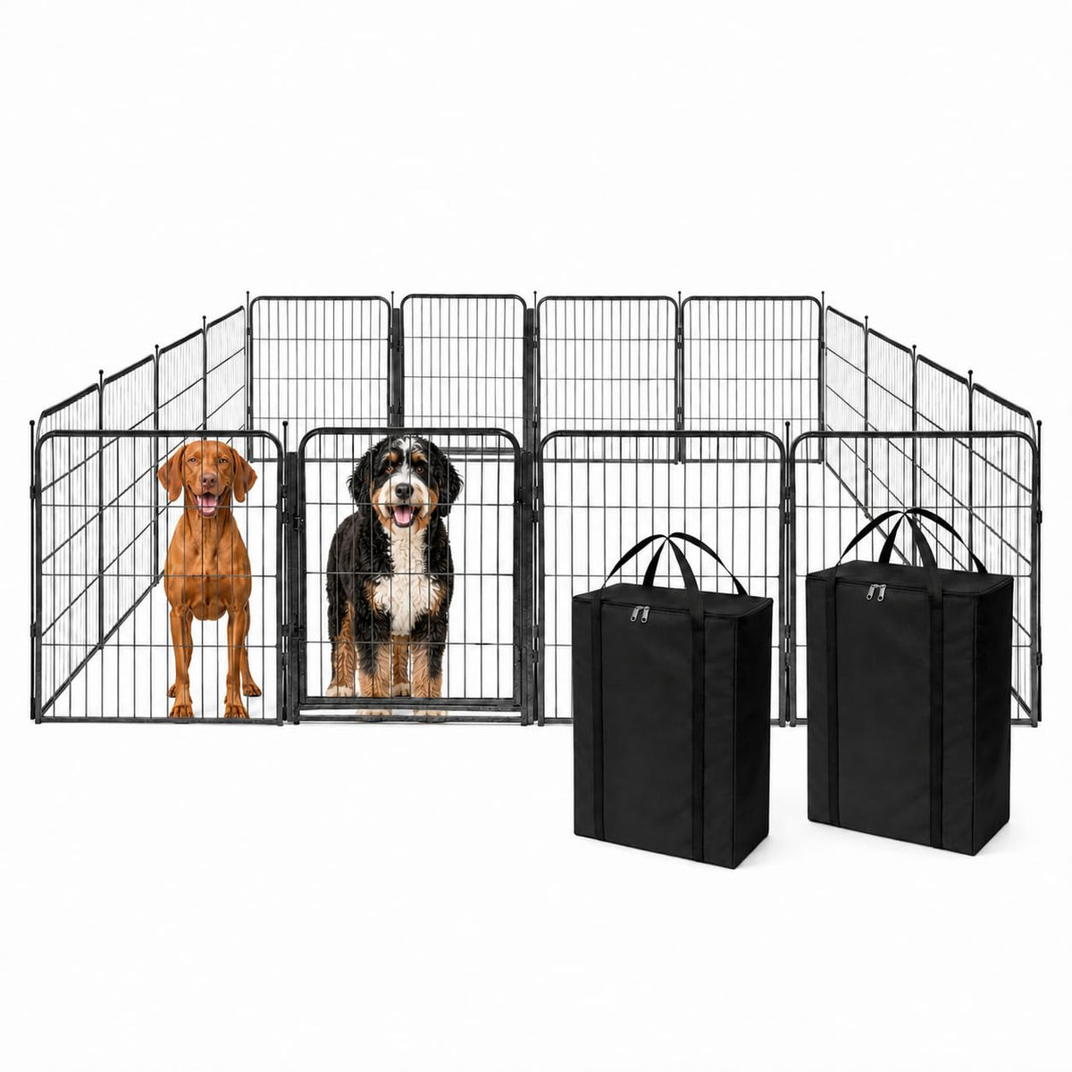 Kozy Kennels Dog Playpen w/Carrying Case for Indoor or Outdoor Use – 24 Inch, 8 Black Panels - Portable Metal Exercise Pen for Small Dogs & Puppies - Pet Fence Kennel Crate for House, RV, or Travel