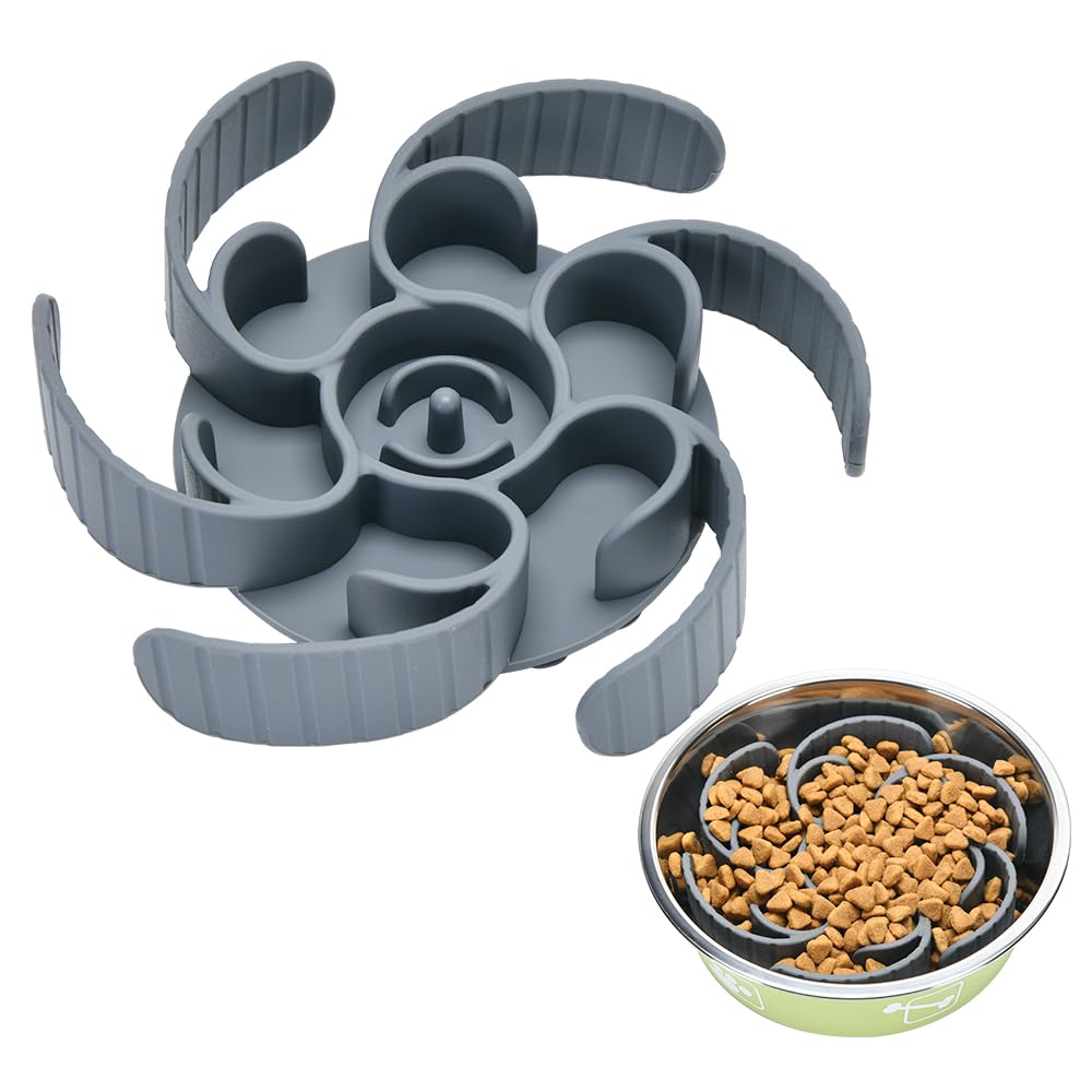Slow Feeder Dog Bowls Insert,Third Generation upgradedSuper Firm Eating Bowl（Cuttable） for Large Breed and Medium Small Size Compatible with Regular Elevated Metal Glass Dog Bowl