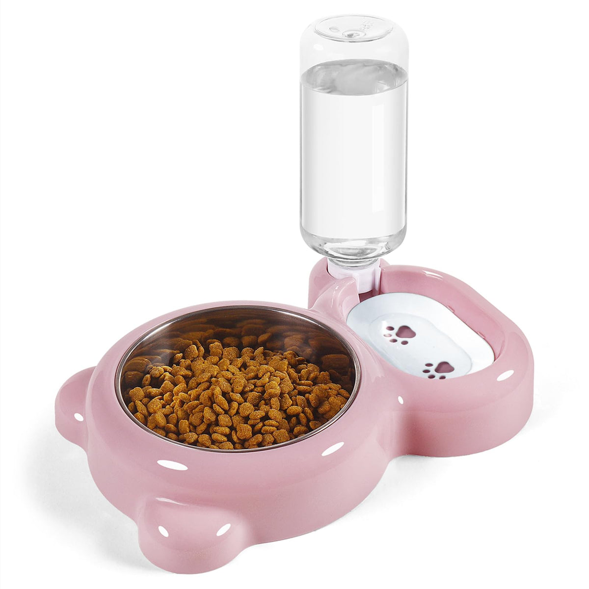 Azwraith Dog Bowls, Cat Food and Water Bowl Set with Water Dispenser and Stainless Steel Bowl for Cats and Small Dogs