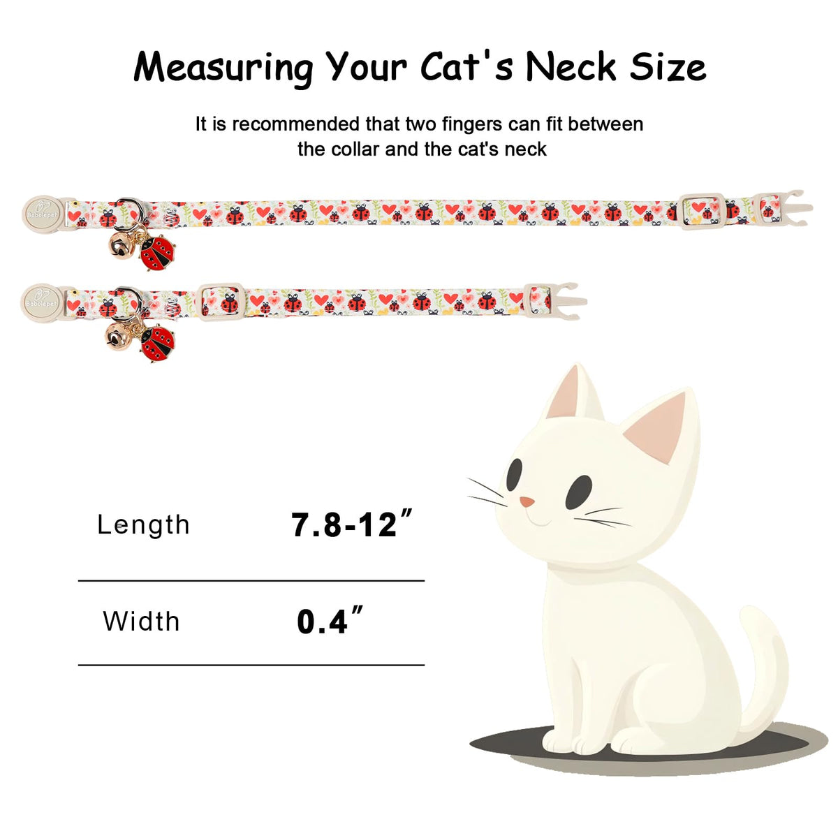 Babole Pet 2 Pack Cat Collars - Cute Breakaway Cat Collar with Bell and Paw Pendant, Soft Adjustable Kitten Collars for Girl Boy Cats