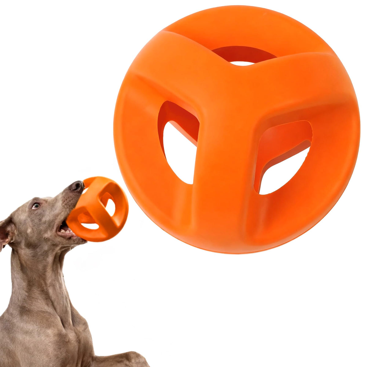 Fida Natural Rubber Dog Balls for Aggressive Chewers, Durable Dog Chew Toys for Large Dogs, Interactive Fetch & Tug of War Toys for Medium Large Breed Non-Toxic Dish Washable,4.5 * 4.5"