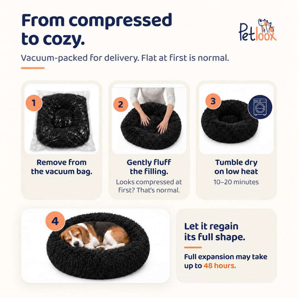 Calming Donut Dog Bed for Small Dogs, Round Dog Bed for Medium & Large Dogs