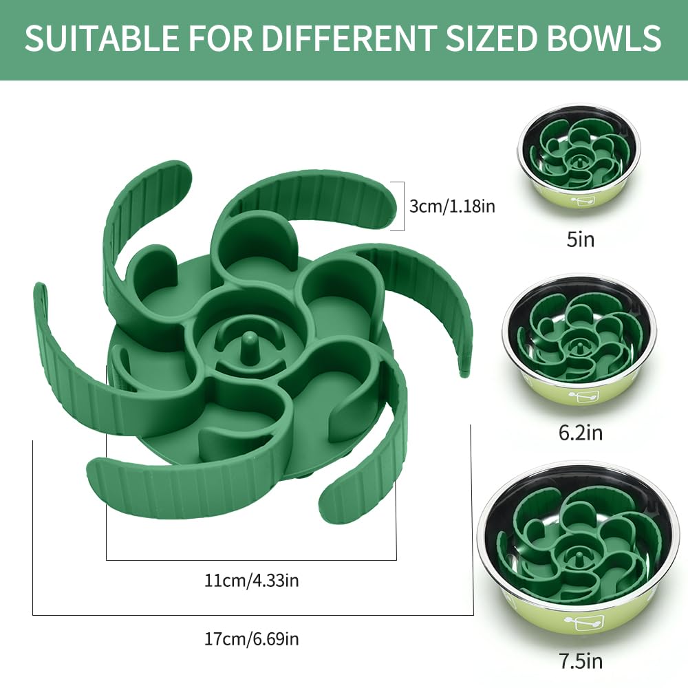 Slow Feeder Dog Bowls Insert,Third Generation upgradedSuper Firm Eating Bowl（Cuttable） for Large Breed and Medium Small Size Compatible with Regular Elevated Metal Glass Dog Bowl