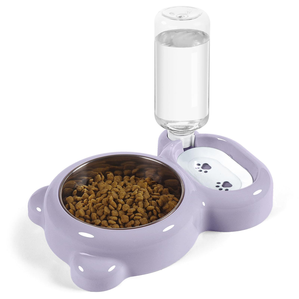 Azwraith Dog Bowls, Cat Food and Water Bowl Set with Water Dispenser and Stainless Steel Bowl for Cats and Small Dogs