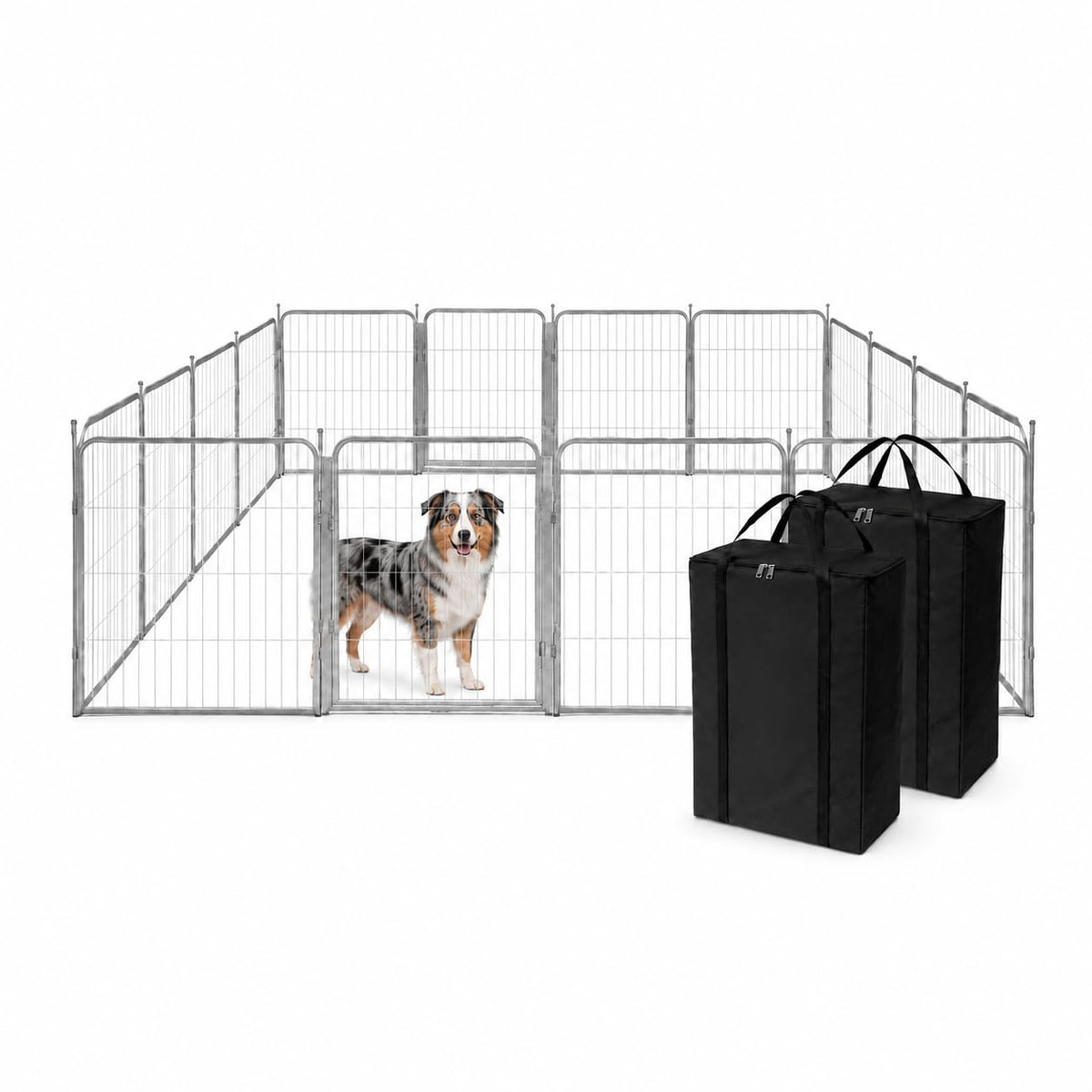 Kozy Kennels Dog Playpen w/Carrying Case for Indoor or Outdoor Use – 24 Inch, 8 Black Panels - Portable Metal Exercise Pen for Small Dogs & Puppies - Pet Fence Kennel Crate for House, RV, or Travel