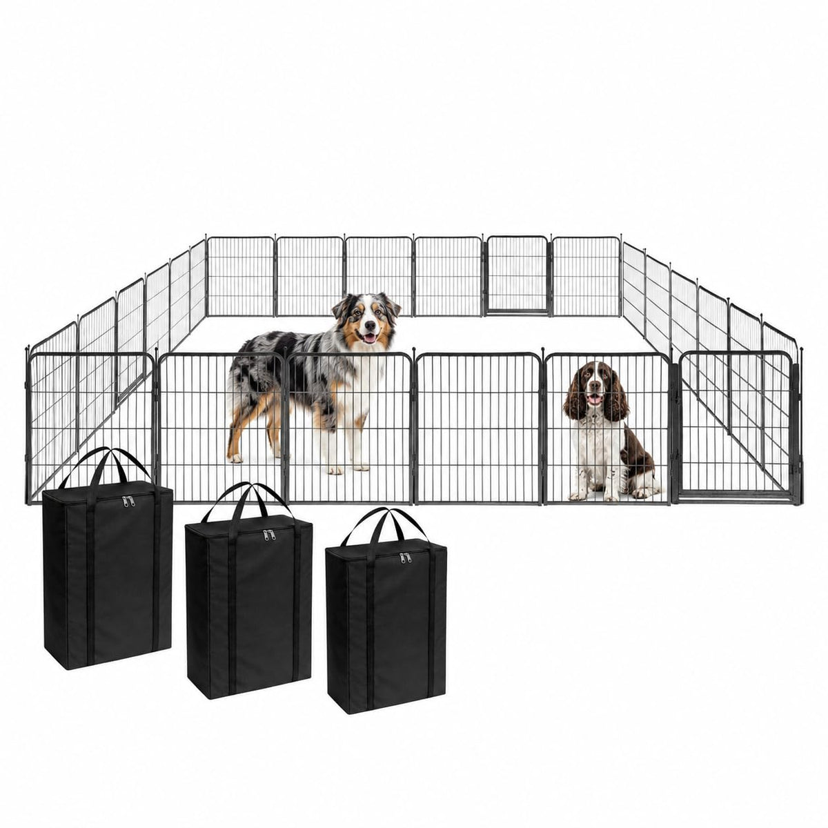Kozy Kennels Dog Playpen w/Carrying Case for Indoor or Outdoor Use – 24 Inch, 8 Black Panels - Portable Metal Exercise Pen for Small Dogs & Puppies - Pet Fence Kennel Crate for House, RV, or Travel