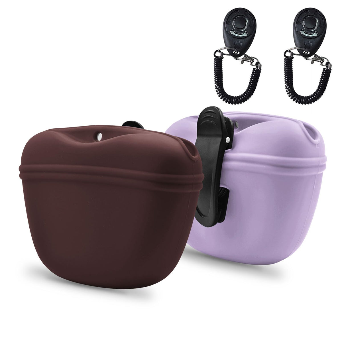 AUDWUD Silicone Dog Treat Pouch with Clicker Magnetic Closure Secure Clip
