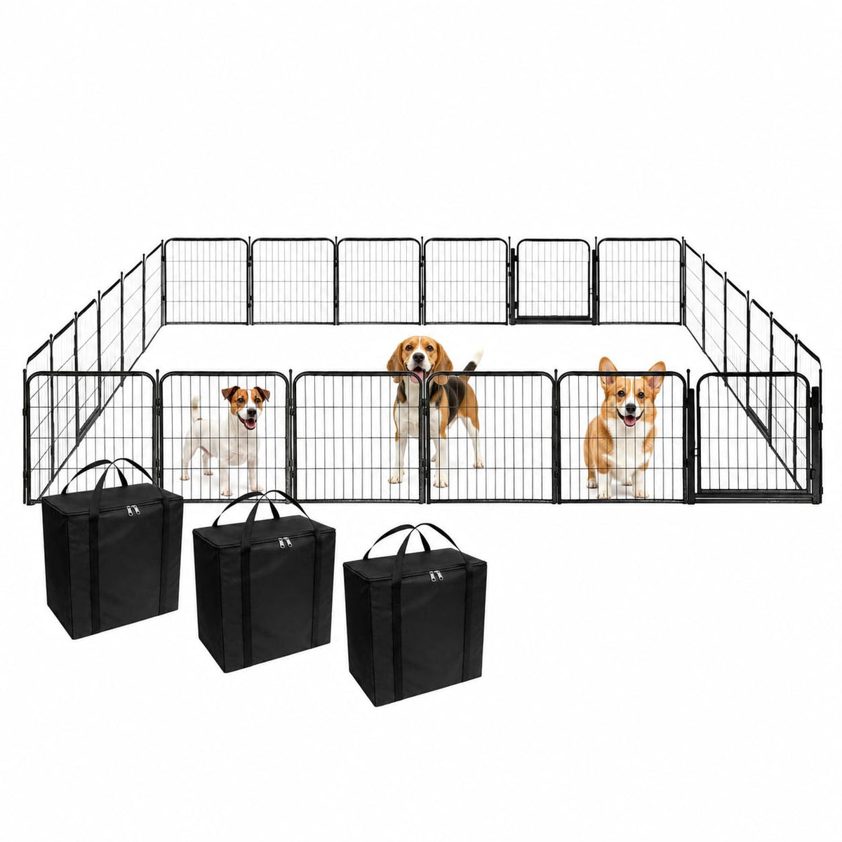 Kozy Kennels Dog Playpen w/Carrying Case for Indoor or Outdoor Use – 24 Inch, 8 Black Panels - Portable Metal Exercise Pen for Small Dogs & Puppies - Pet Fence Kennel Crate for House, RV, or Travel