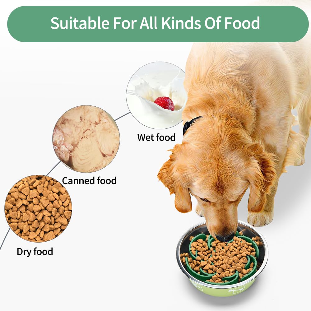 Slow Feeder Dog Bowls Insert,Third Generation upgradedSuper Firm Eating Bowl（Cuttable） for Large Breed and Medium Small Size Compatible with Regular Elevated Metal Glass Dog Bowl