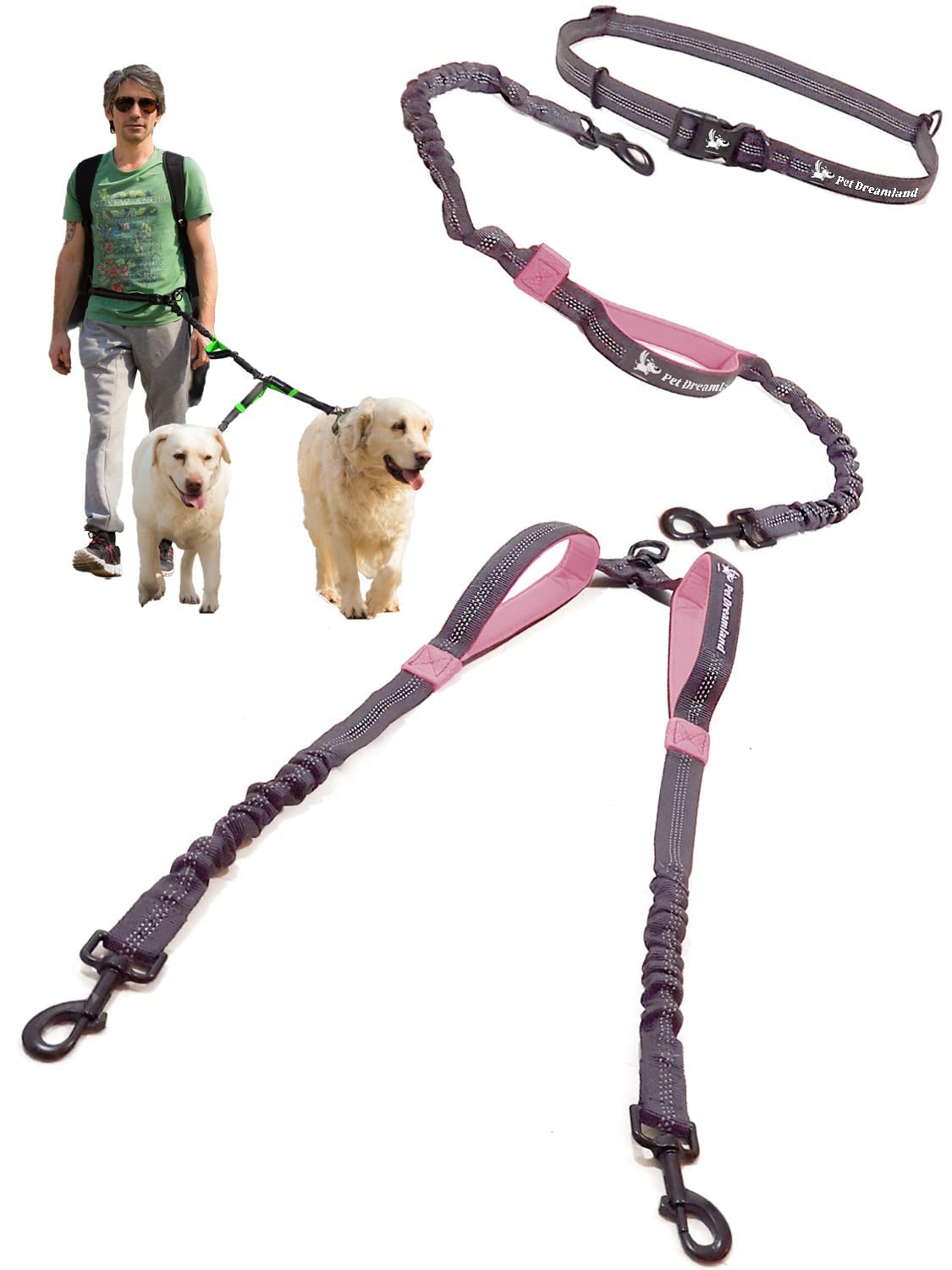 Pet Dreamland Exquisite Double Dog Leash Coupler for Two Large Dogs No Tangle. Comfortable Dual Dog Attachment for Walking Two Dogs. You Will Absolutely Love the Amazing Tangle-Free Swivel